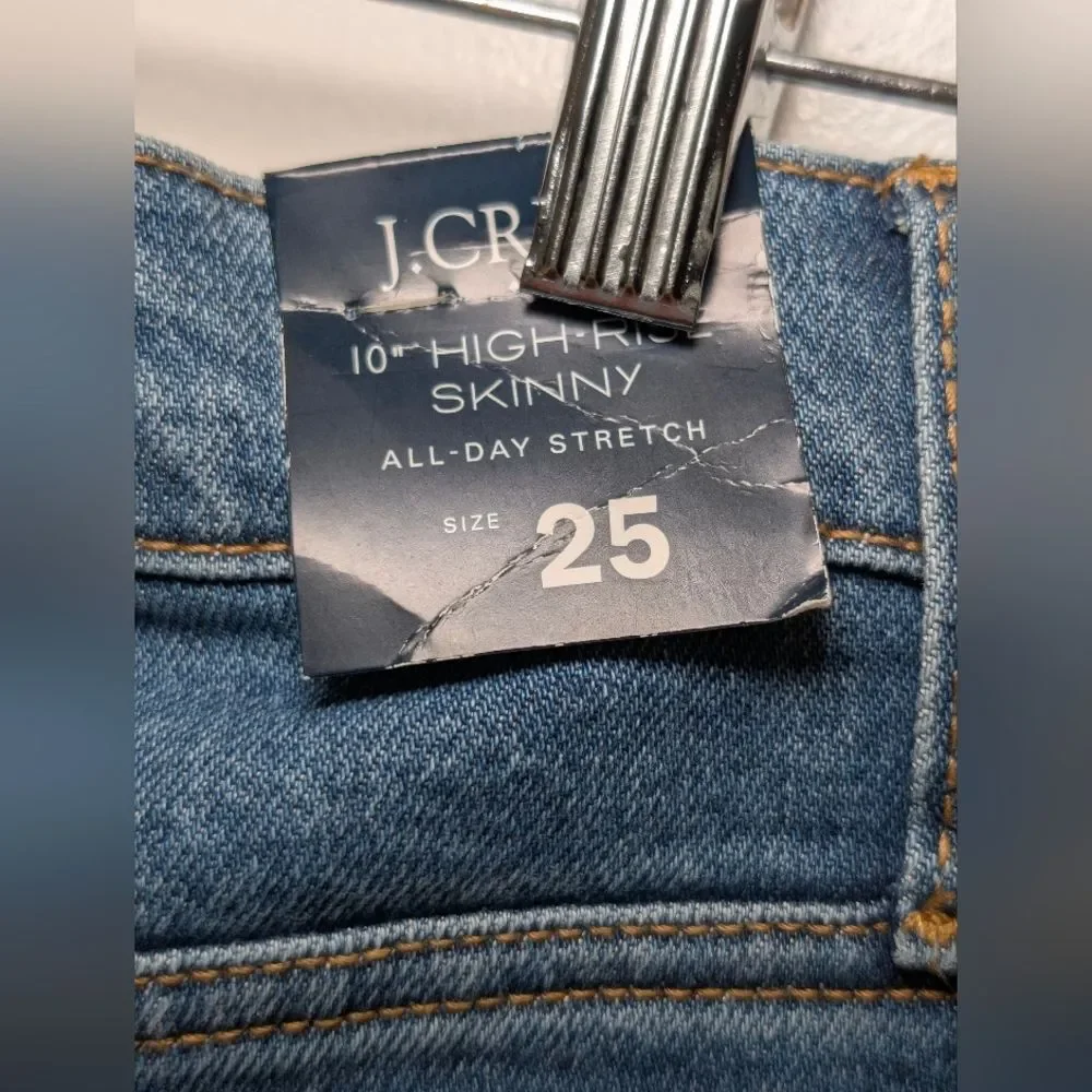 NWT J.Crew High-Rise Skinny Ankle Jeans 25 Button Fly Ripped Dark Wash Indie - Picture 8 of 11